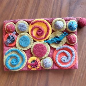 Rising Tide felt clutch makeup bag cosmetic